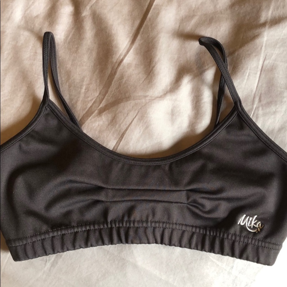 Mika Yoga Black Bra Bedazzled Adjustable Staps